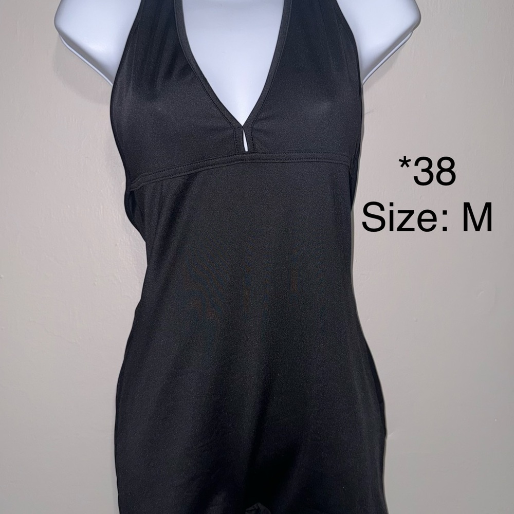 Black Sleeveless V-Neck Active Romper
